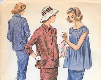 1950s McCalls 4195 Maternity Three-Piece Suit with Slim Fit Skirt Vintage Sewing Pattern Size 16 Bust 36 UNCUT