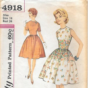 1960s Chicity 4918 Schönes Fit and Flare Sommerkleid Vintage Schnittmuster Größe 40 Brustumfang 34 Ärmellos