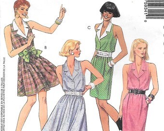 1990s McCalls 5934 Sleeveless Swing Style Dress with Optional Slim Skirt Sewing Pattern Size 6 and 8 Bust 30 1/2 to 31 1/2