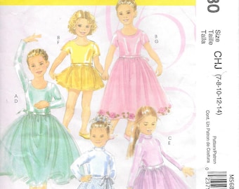 CLOSE OUT/ BOGO McCalls 5680 Girls Dance and Skating Costume with Leotard and Skirt Sewing Pattern Size 7 to 14 Ballet Missing Pieces