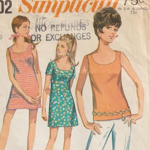 1960s Simplicity 7702 Jiffy Tank Top Dress Pants and Shorts Vintage Sewing Pattern Size 16 Bust 38 Missing Instructions