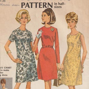 May include: Vintage Simplicity sewing pattern 7509 for half-size dresses. The pattern features three women modeling different dress styles. The pattern includes a bonus chart for a better fitting dress. The text on the pattern reads "Bonus Basic Pattern".