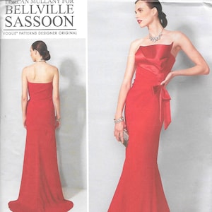 Bellville Sassoon Vogue 1533 Strapless Draped Ballgown Sewing Pattern UNCUT Size 6 to 22 Bust 30 to 44 Wedding Dress Prom