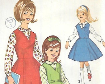 1960s Simplicity 5223 Girls V Neck Jumper and Blouse Vintage Sewing Pattern Size 12 Breast 30 School Uniform UNCUT