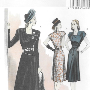 1940s Reissue Butterick 5281 Gorgeous Vintage Pleated Flared Skirt Dress Sewing Pattern Size 6 to 12 UNCUT