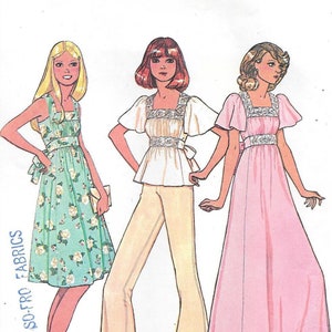 1970s McCalls 4480 Gathered Bodice Dress or Top with Square Neckline Vintage Sewing Pattern Size 12 Bust 34 UNCUT