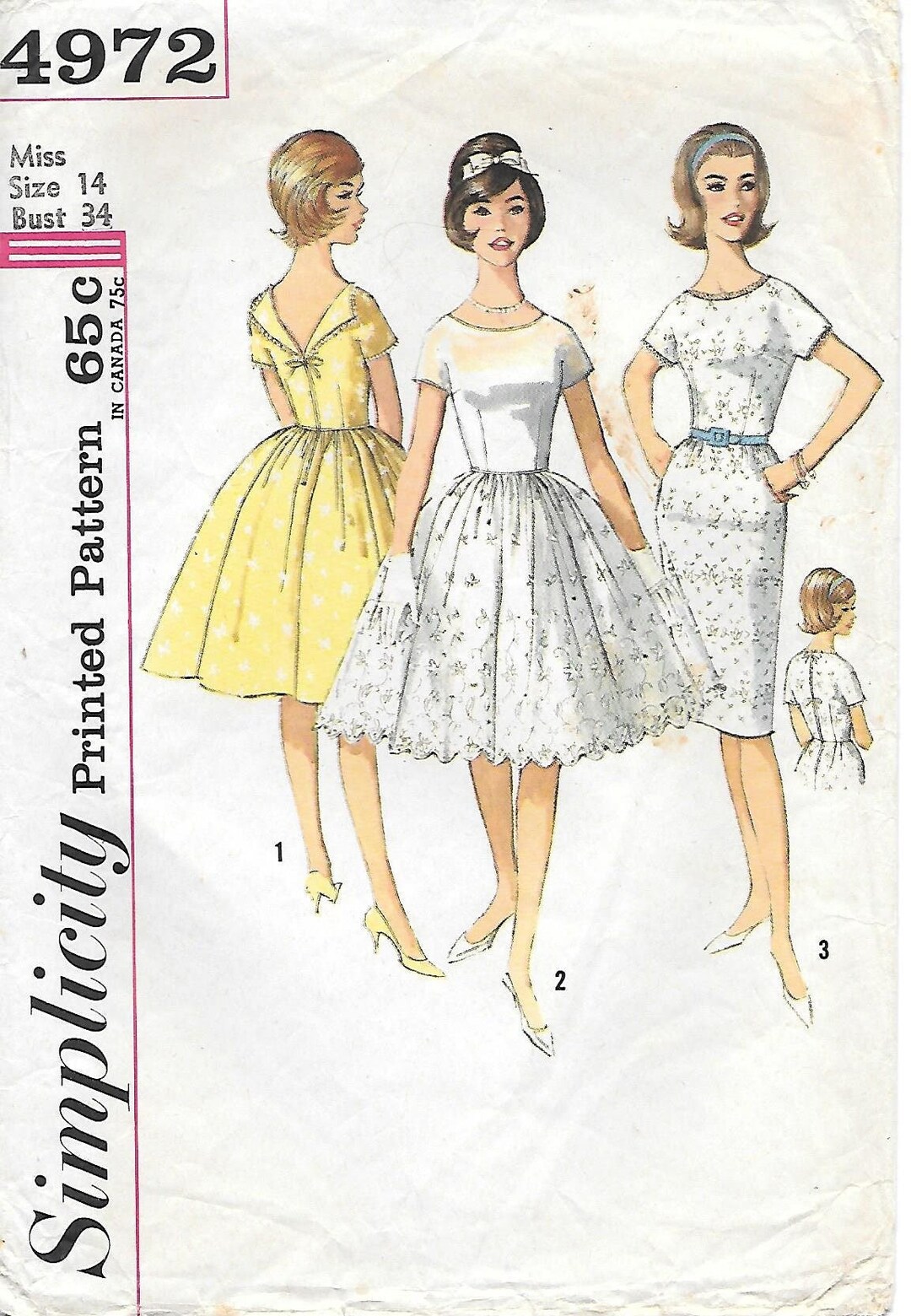1960s Simplicity 4972 Fit and Flare Dress With Two Skirt and V Back ...