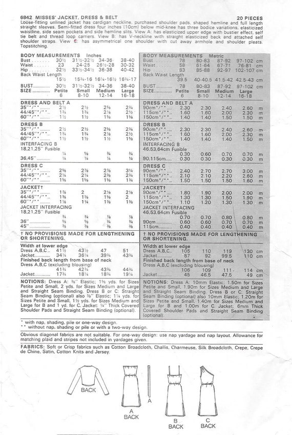 1980s Butterick 6842 Bolero Jacket and Slip Dress Neckline