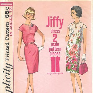 1960s Simplicity 5821 Jiffy Shift Dress for Border Prints Vintage Sewing Pattern Size 14 Bust 34 Simple to Sew