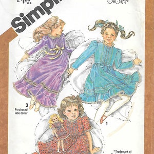 1980s Simplicity 5354 Girls Ruffled Dress with Matching Doll Dress Vintage Sewing Pattern Size 5 Breast 24 15 to 17 inch Doll