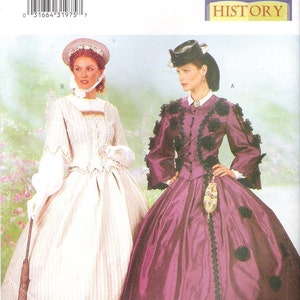Butterick 6694 Bürgerkriegskostüm Schnittmuster Damenanzug Größen 36-40 Reenrock Vom Winde Verweht Reenactor