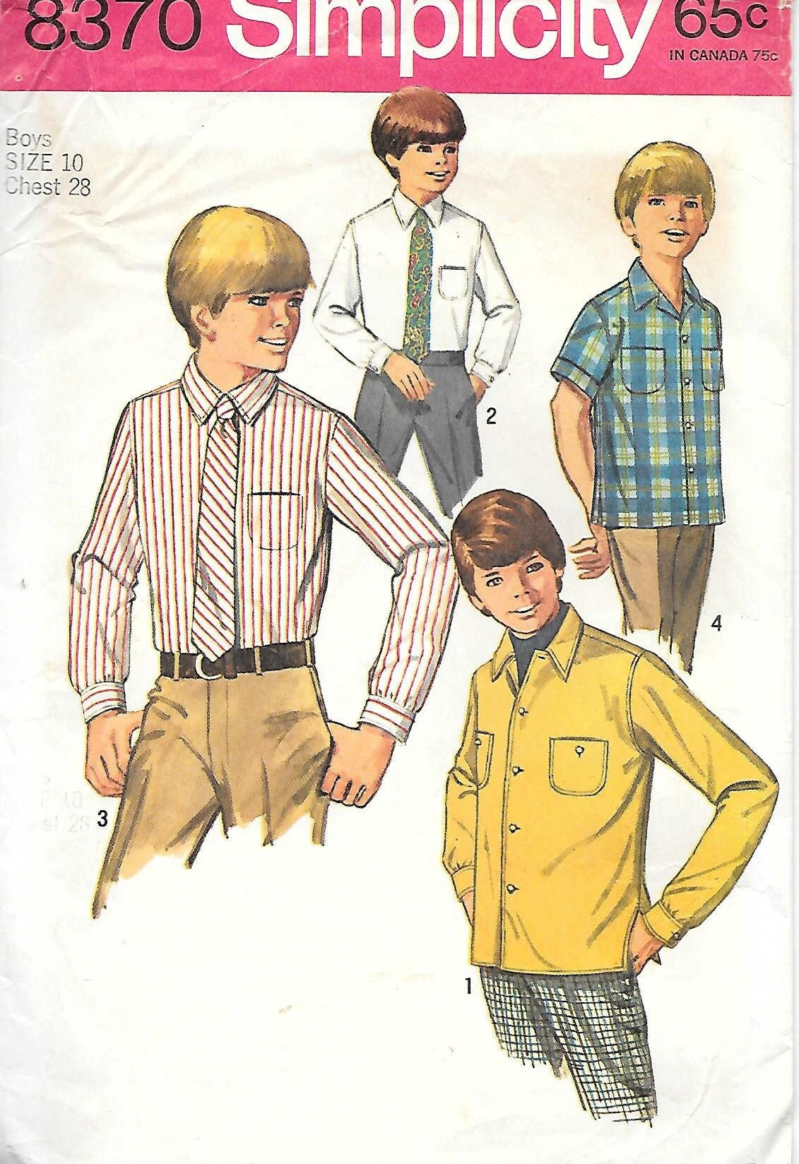 Simplicity 4760 Men's & Boys' Shirt And Pants Sewing Pattern - Sizes S-M-L / S-M-L-XL (6 Outfit Variations)