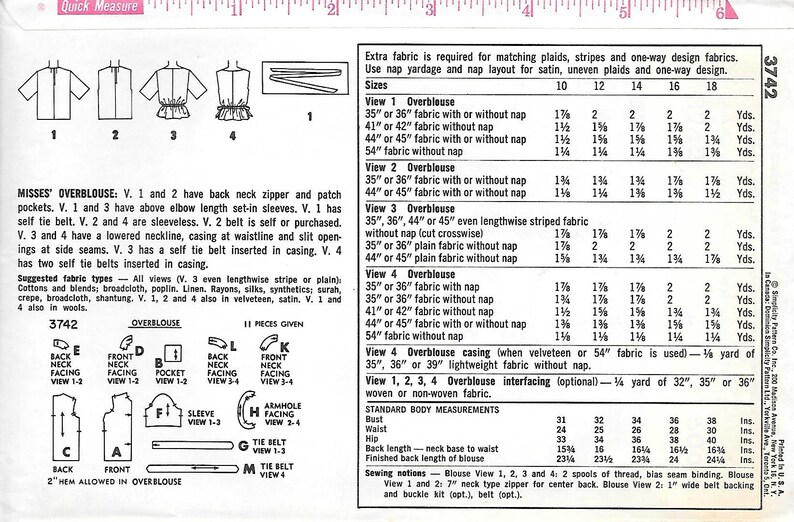 Close Out/ BOGO 1960s Simplicity 3742 Misses Pullover Tops Sleeveless or Short Sleeves Vintage Sewing Pattern Size 12 Bust 32 UNCUT image 2