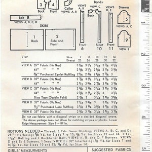 1960s Butterick 2192 Girls Shirtwaist Fit and Flare Dress Wardrobe Vintage Sewing Pattern Size 8 Breast 26 Full Skirt Sleeveless image 2