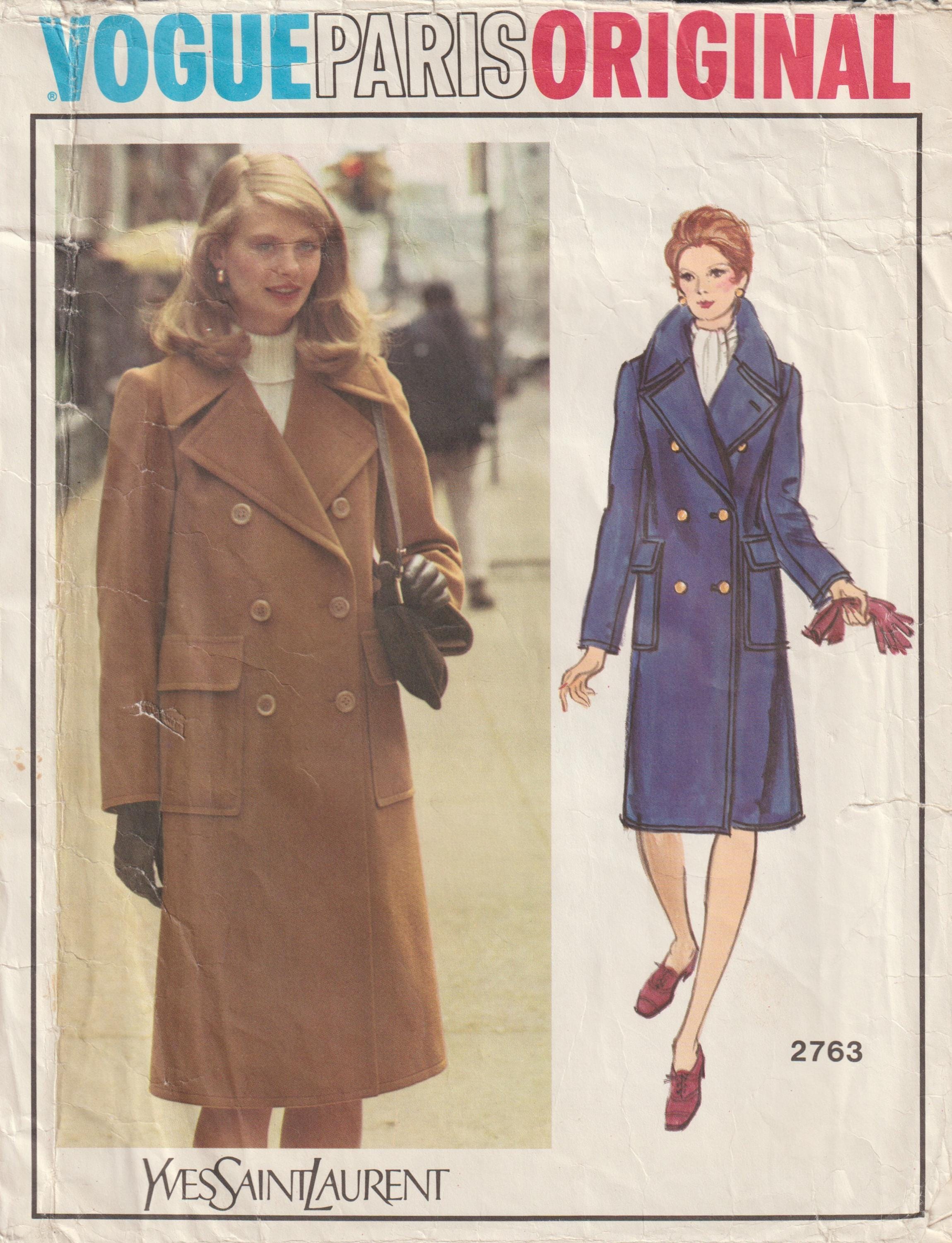 Ysl Pattern 1970s Vogue 2763 Yves Saint Laurent Double Breasted Coat Vintage Sewing ...