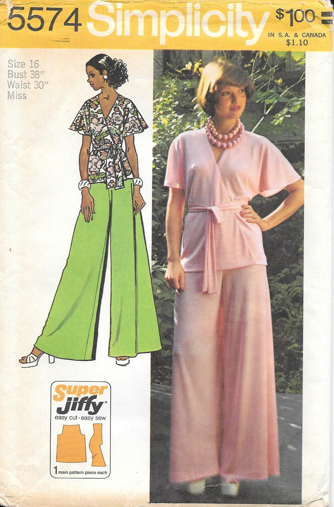 レイチェルページ 1970s Simplicity 5574 Jiffy Front Wrap Top and Wide Leg