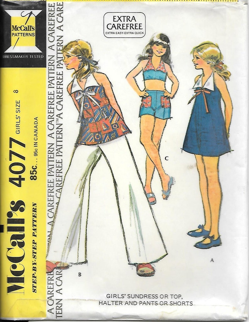 1970s Mccalls 4077 Girls Sailor Collar Halter Dress or Top Etsy