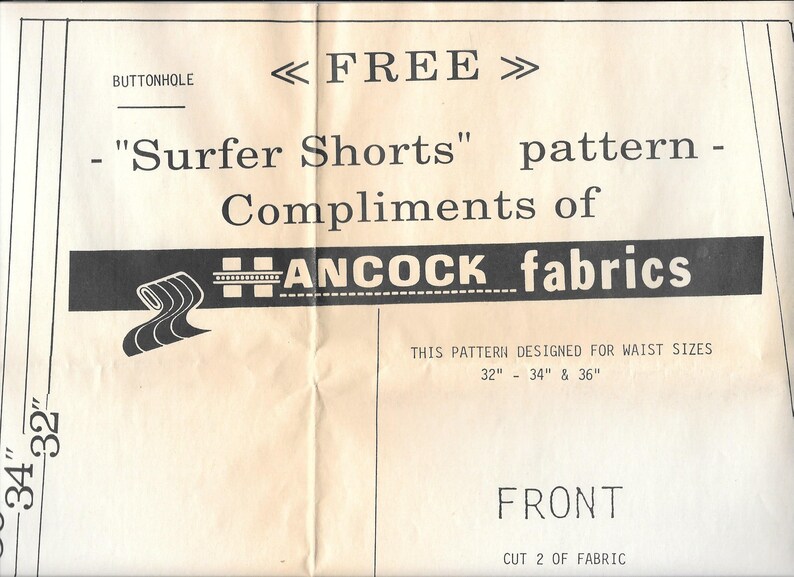CLOSE OUT/ Hancock Fabrics... Free Sewing Pattern Surfer Etsy