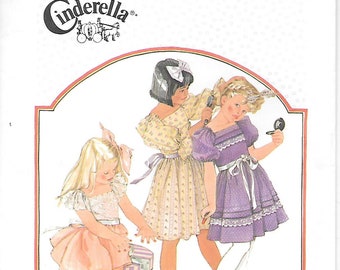 1980s Simplicity 7347 Girls Dress with Full Skirt Puffed Sleeves and Lace Vintage Sewing Pattern Size 6 Breast 25 CINDERELLA