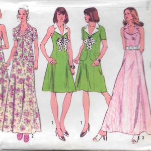 1970s Simplicity 5448 Halter Dress in Two Lengths and Jacket Vintage Sewing Pattern Size 12 Bust 34