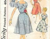 Einfachheit 3044 1950s Vierkantansatz Sommerkleid Vintage Nähen Muster Büste 34 voller Rock