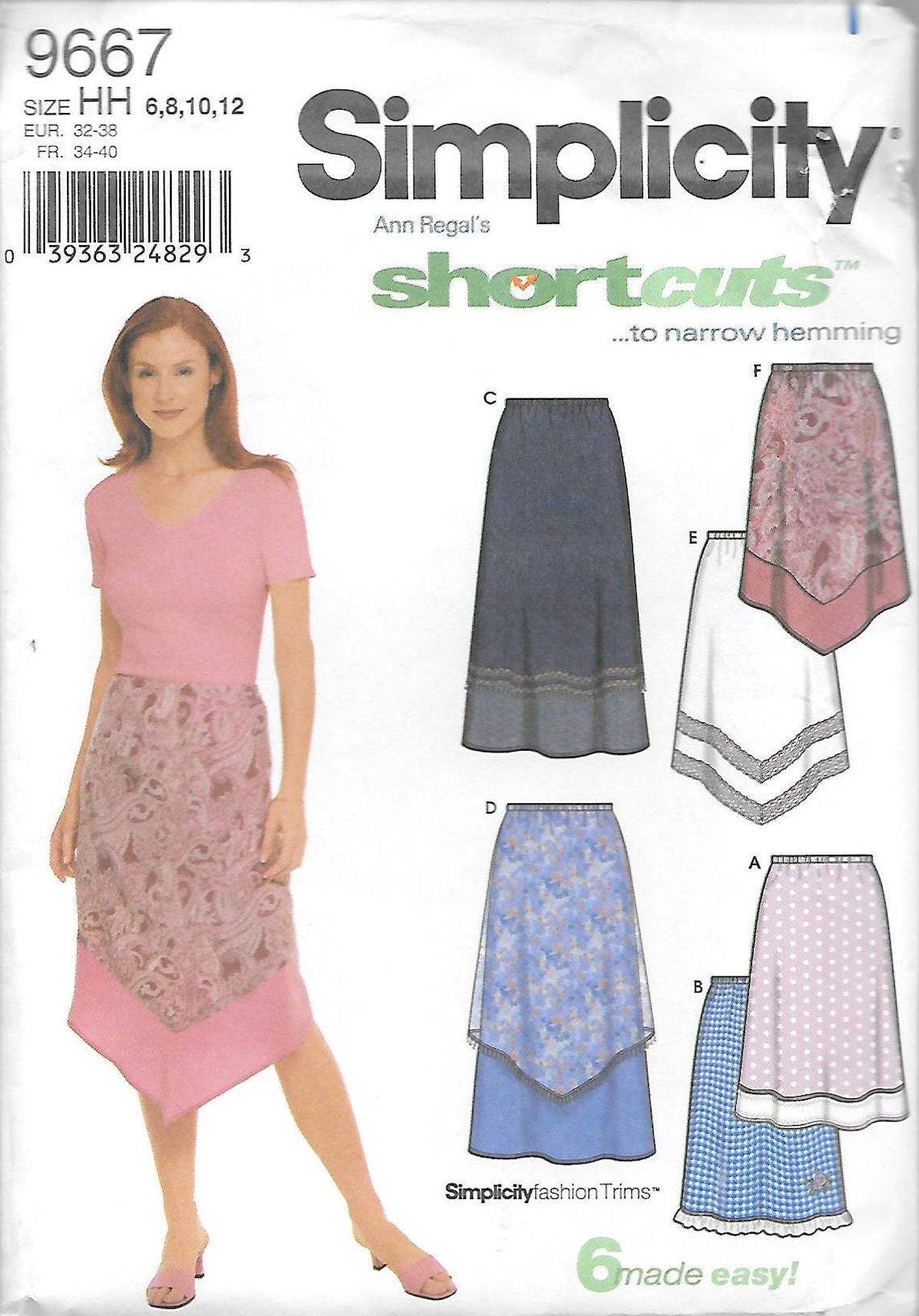 Simplicity 9667 Elastic Waist Skirts Handerchief Hem Skirt | Etsy