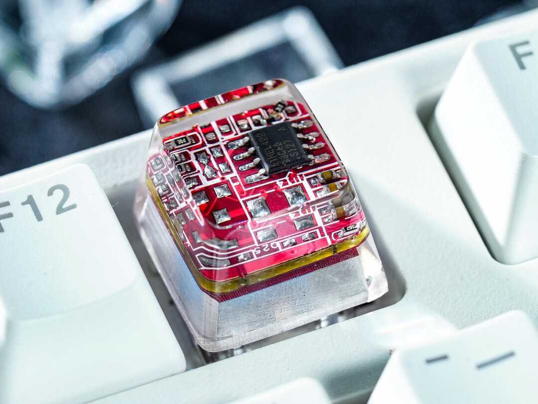 Handmade Red Computer Chip Keycap – Backlit Resin Artisan Keycap for MX ...