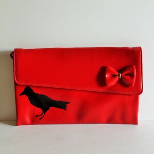 Christmas / Gift for Her / Purse / Red Purse / Vintage Purse /Painted Purse / Bird / Painted Purse / Prom Purse / Vintage Bird image 1