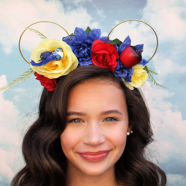 Snow White inspired floral wire Mickey Ears