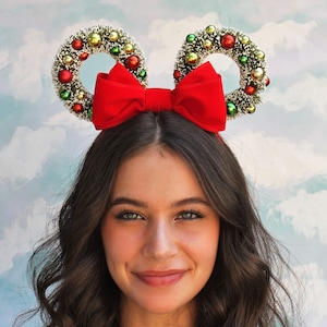 Christmas Mickey Ears Wreath Mickey Ears Holiday Mickey Mouse Ears image 1