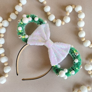 Hanukkah Mickey Ears | White Frost Sparkle Ears | Christmas Mickey Ears | Holiday Minnie Ears