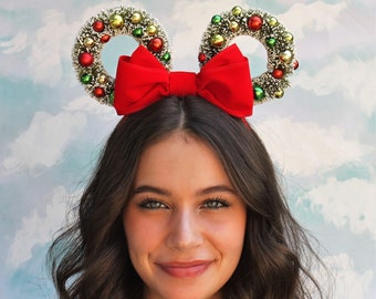 Christmas Mickey Ears | Wreath Mickey Ears | Holiday Mickey Mouse Ears