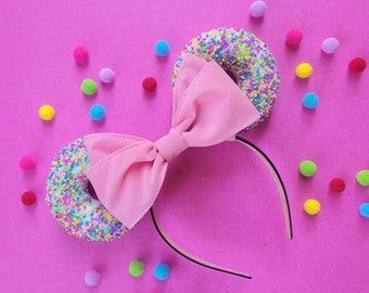 White Frosted Donut Dreams Mickey Ears | Christmas Mickey Ears | Christmas Mickey Headband | Holiday Mickey Mouse Ears