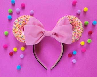 Pink Frosted Donut Dreams Mickey Ears | Christmas Mickey Ears | Christmas Mickey Headband | Holiday Mickey Mouse Ears