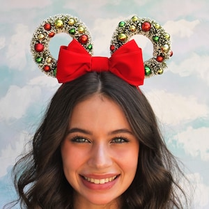 Christmas Mickey Ears Wreath Mickey Ears Holiday Mickey Mouse Ears image 4