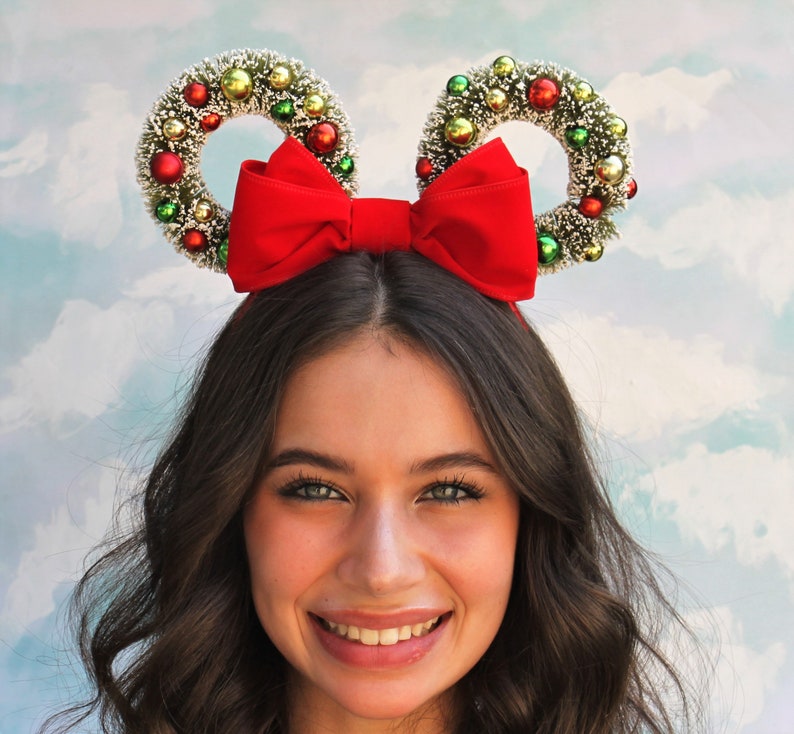 Christmas Mickey Ears Wreath Mickey Ears Holiday Mickey Mouse Ears image 4