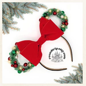 Classic Red, Green, and White Minnie Ears | Christmas Mickey Ears | Holiday Minnie Ears
