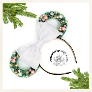 Christmas Minnie Ears | Wreath Mickey Ears |White Bow Ears | Holiday Ears