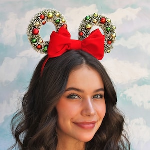 Christmas Mickey Ears Wreath Mickey Ears Holiday Mickey Mouse Ears image 3