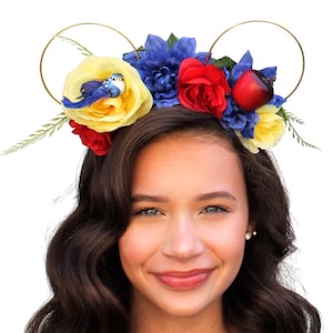 Snow White inspired floral wire Mickey Ears
