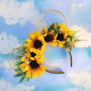 Sunrise Sunflower Flower Crown Mickey Ears Sunflower Mickey Ears Wire Mickey Ears Floral Minnie Ears Hippie Mickey Ears image 1