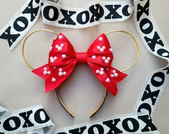 Valentines Mickey Ears | Valentines Minnie Ears | Big Bow Wire Ears