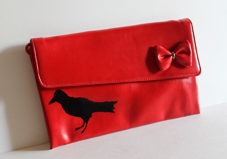 Christmas / Gift for Her / Purse / Red Purse / Vintage Purse /Painted Purse / Bird / Painted Purse / Prom Purse / Vintage Bird image 4