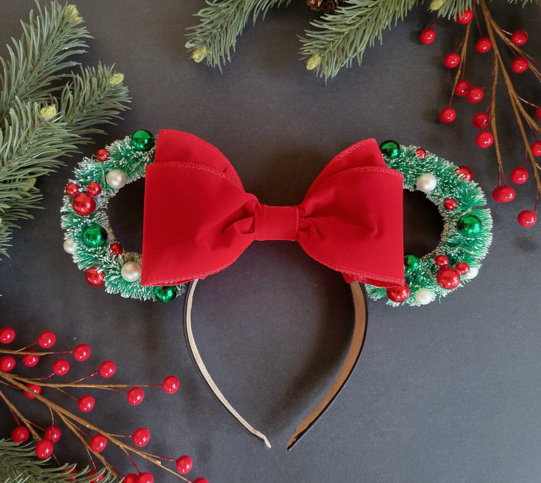 Classic Red Green and White Minnie Ears Christmas Mickey Etsy