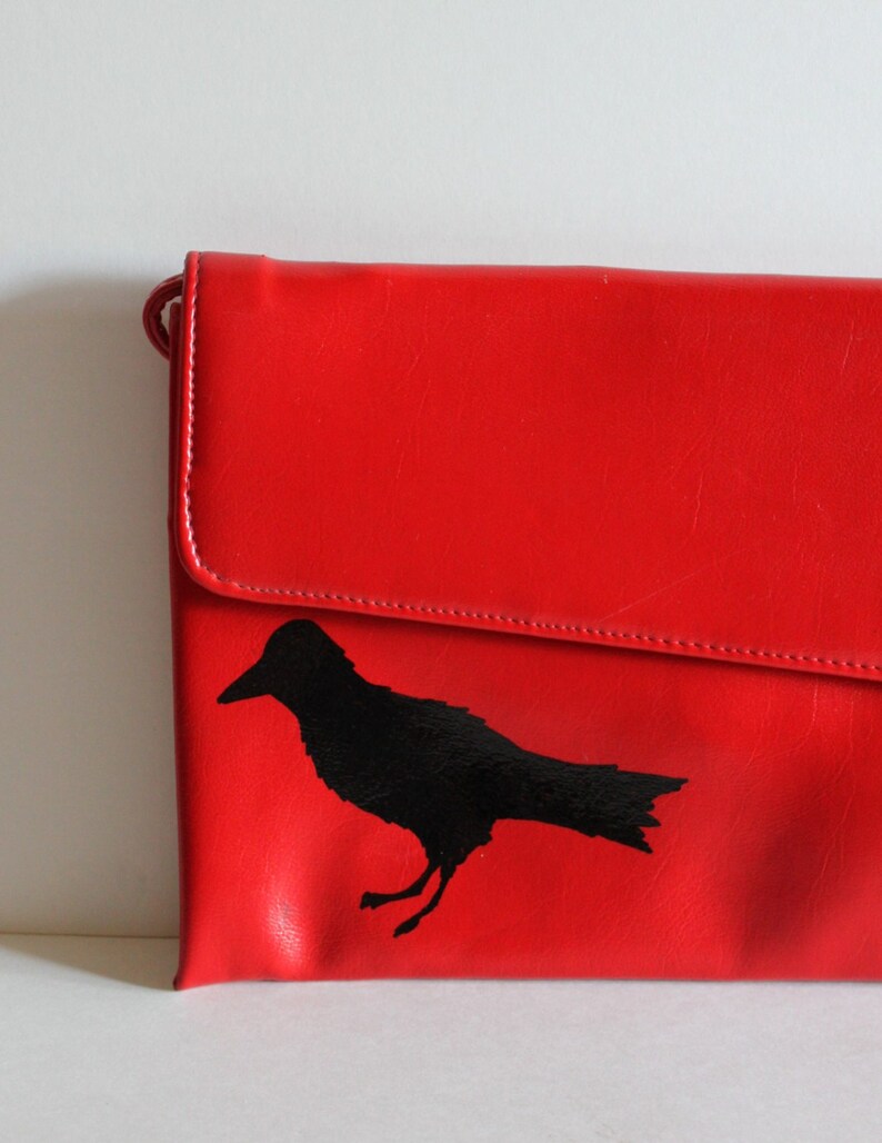 Christmas / Gift for Her / Purse / Red Purse / Vintage Purse /Painted Purse / Bird / Painted Purse / Prom Purse / Vintage Bird image 3