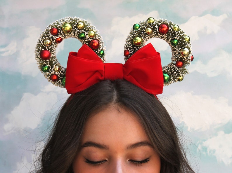 Christmas Mickey Ears Wreath Mickey Ears Holiday Mickey Mouse Ears image 5