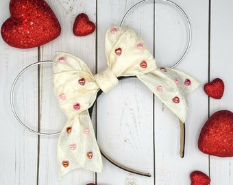 Valentines Mickey Ears | Valentines Minnie Ears | Big Bow Wire Ears