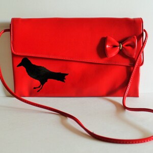 Christmas / Gift for Her / Purse / Red Purse / Vintage Purse /Painted Purse / Bird / Painted Purse / Prom Purse / Vintage Bird image 5