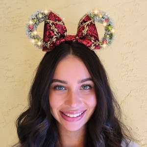 Belle Christmas Mickey Ears: Flocked Wreath Headband