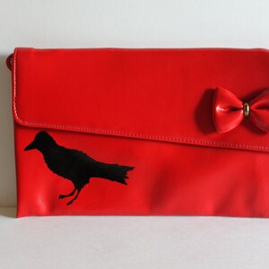 Christmas / Gift for Her / Purse / Red Purse / Vintage Purse /Painted Purse / Bird / Painted Purse / Prom Purse / Vintage Bird image 2